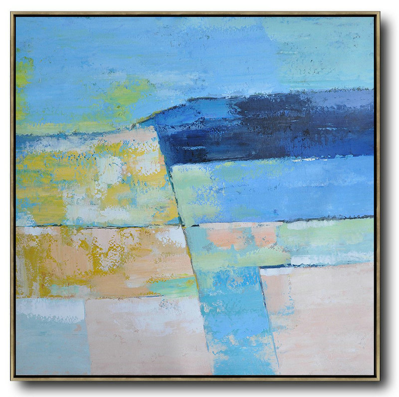 Extra Large Painting,Oversized Contemporary Art,Hand Made Original Art,Blue,Pink,Yellow,Grass Green.Etc
